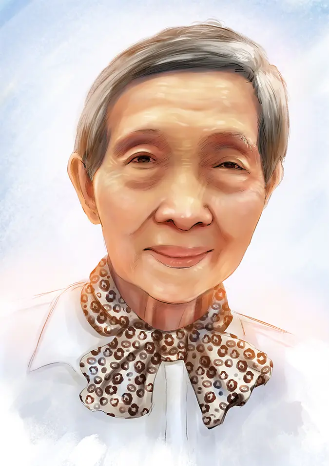 ผลงานวาดภาพเหมือนผู้หญิงสูงวัยด้วยเทคนิคดิจิทัล ถ่ายทอดอารมณ์อบอุ่นและรายละเอียดใบหน้าพร้อมผ้าพันคอลายเสือ