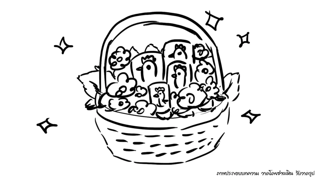 ของขวัญปีใหม่ จะให้อะไรดี 5ของขวัญต้อนรับปี 2569 ที่กำลังจะมาถึง ภาพวาดลายเส้นการ์ตูนกระเช้าดอกไม้ของขวัญวันปีใหม่